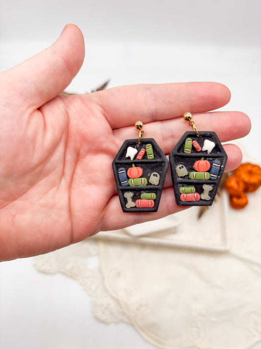 Spooky Bookshelf Earrings style 1