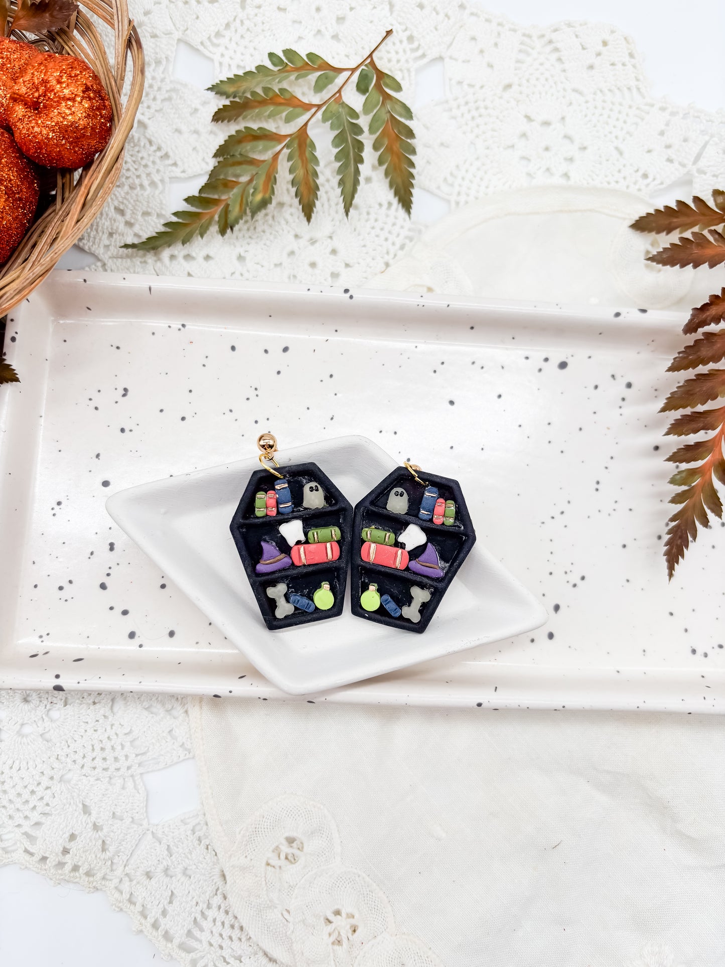 Spooky Bookshelf Earrings style 2