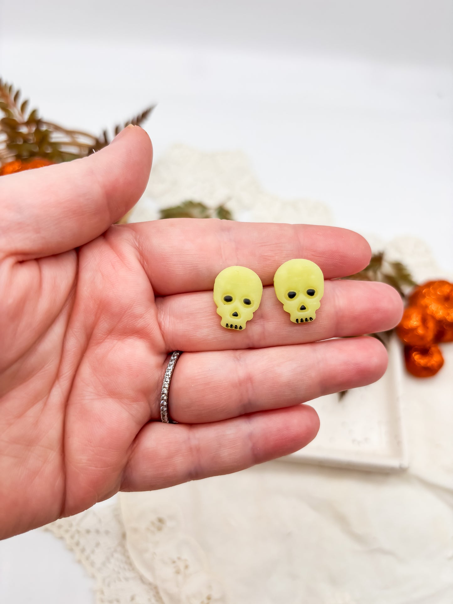 Glow in the dark skull studs or dangles