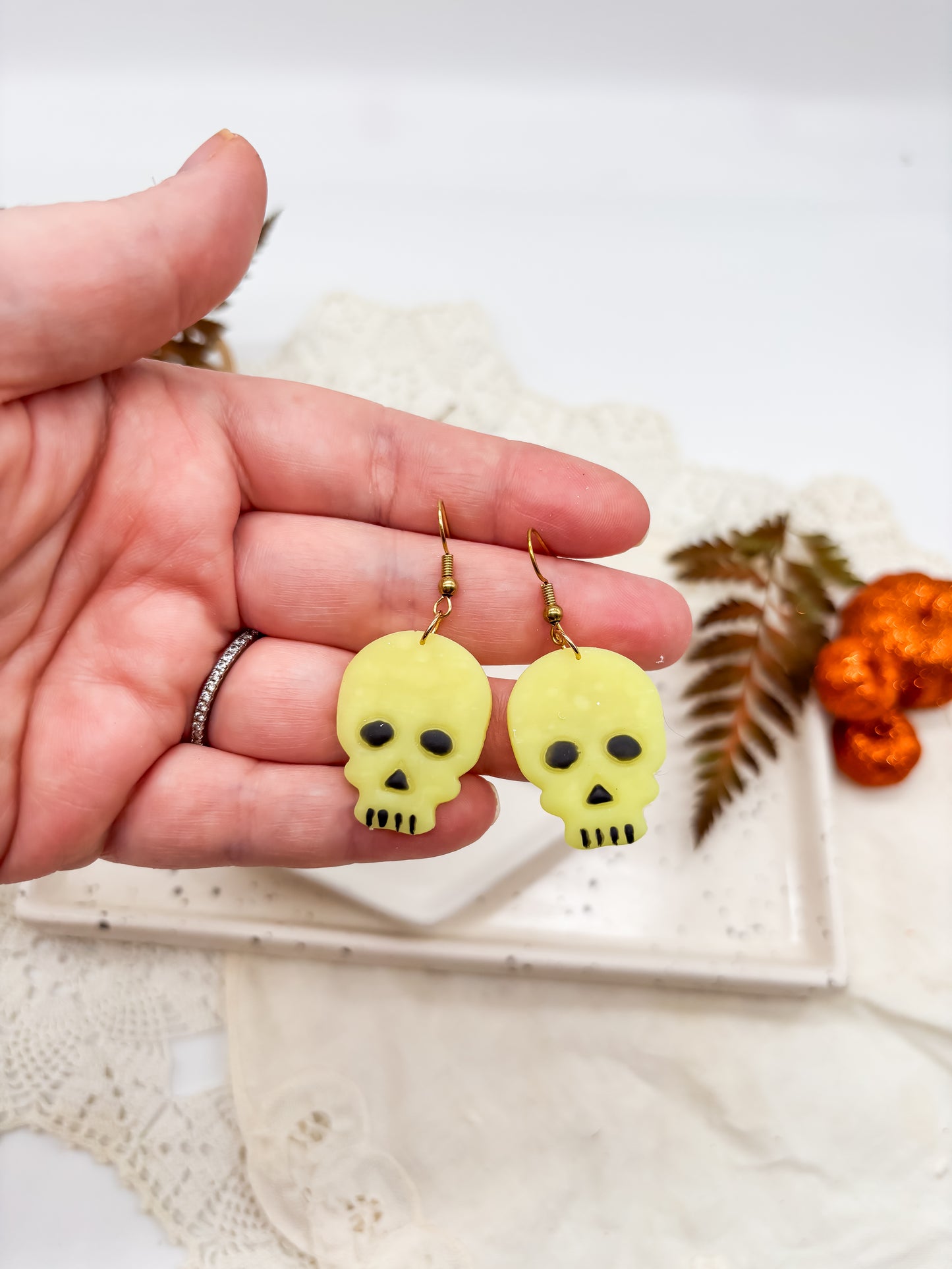 Glow in the dark skull studs or dangles