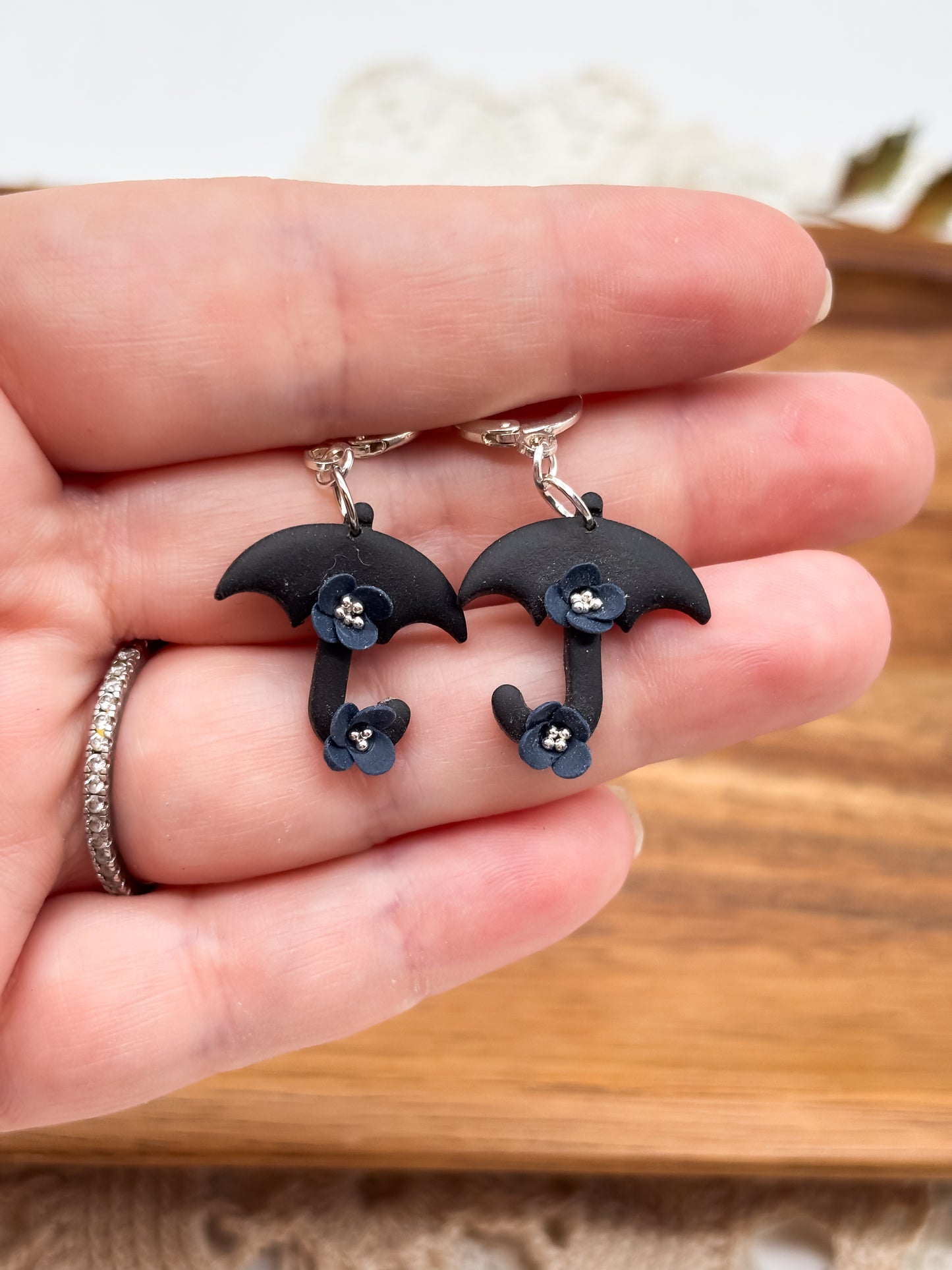 Black umbrella dangles