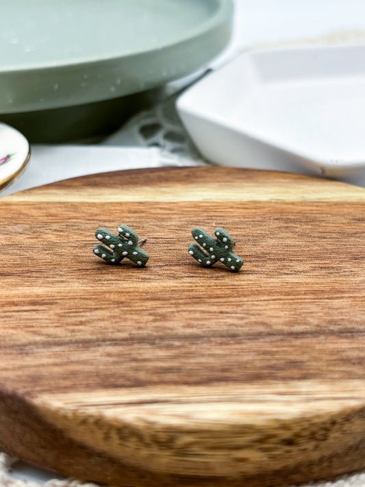 Tiny cactus stud earrings