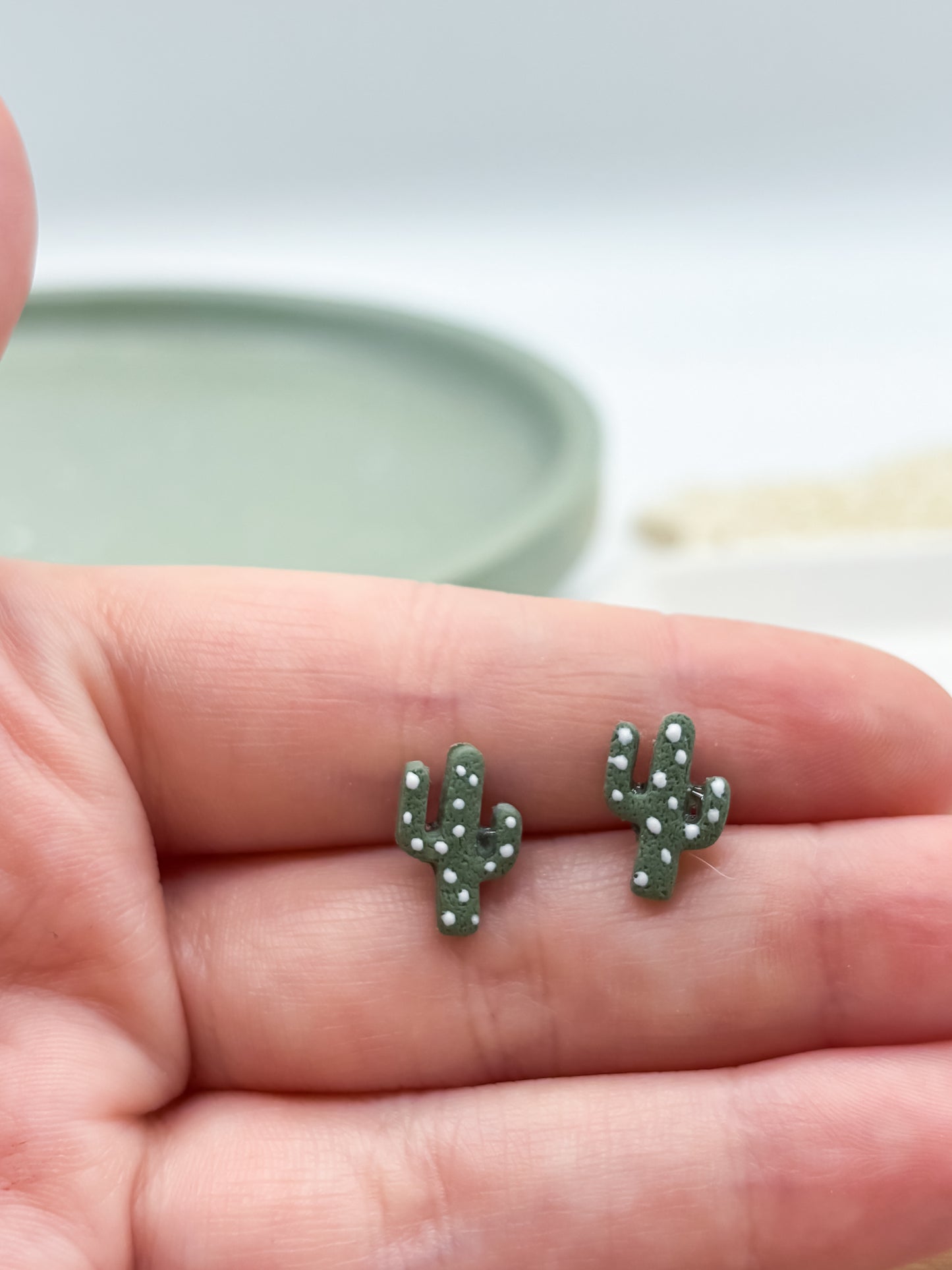 Tiny cactus stud earrings