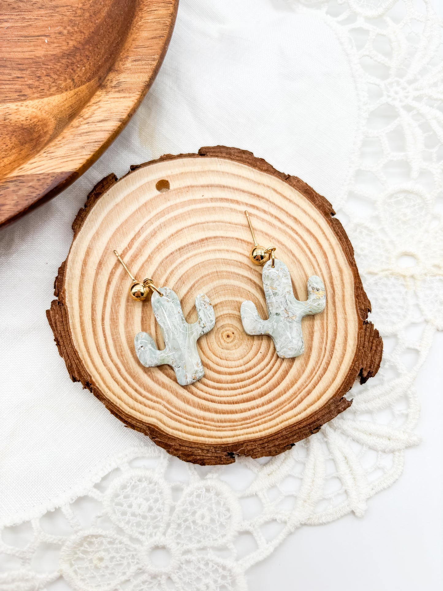 Faux jade cactus dangles in 2 sizes