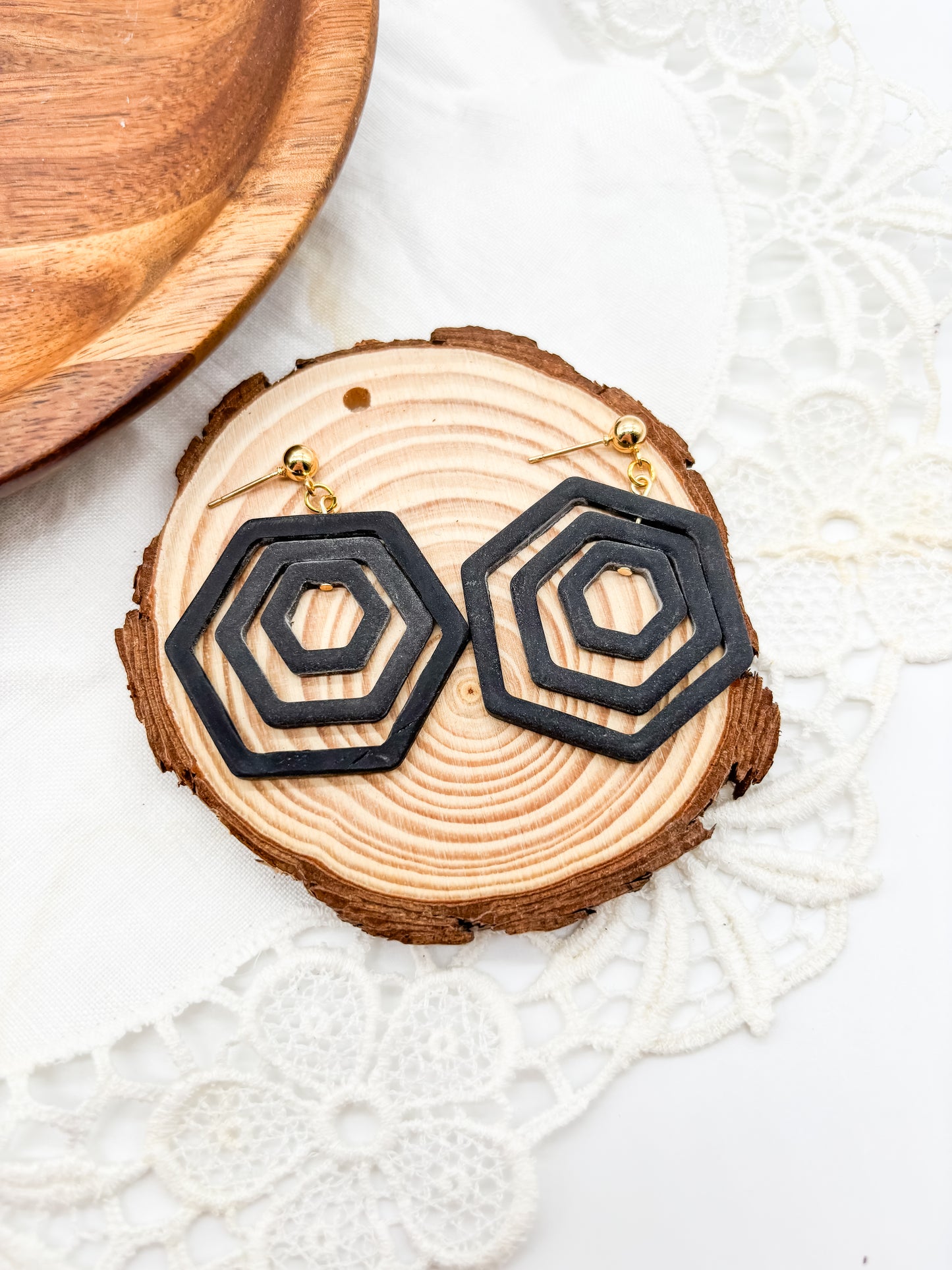 Hexagon or circle spinners in black