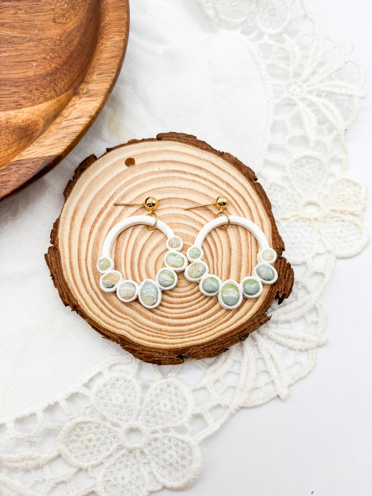 Faux jade bezel dangle in 2 styles