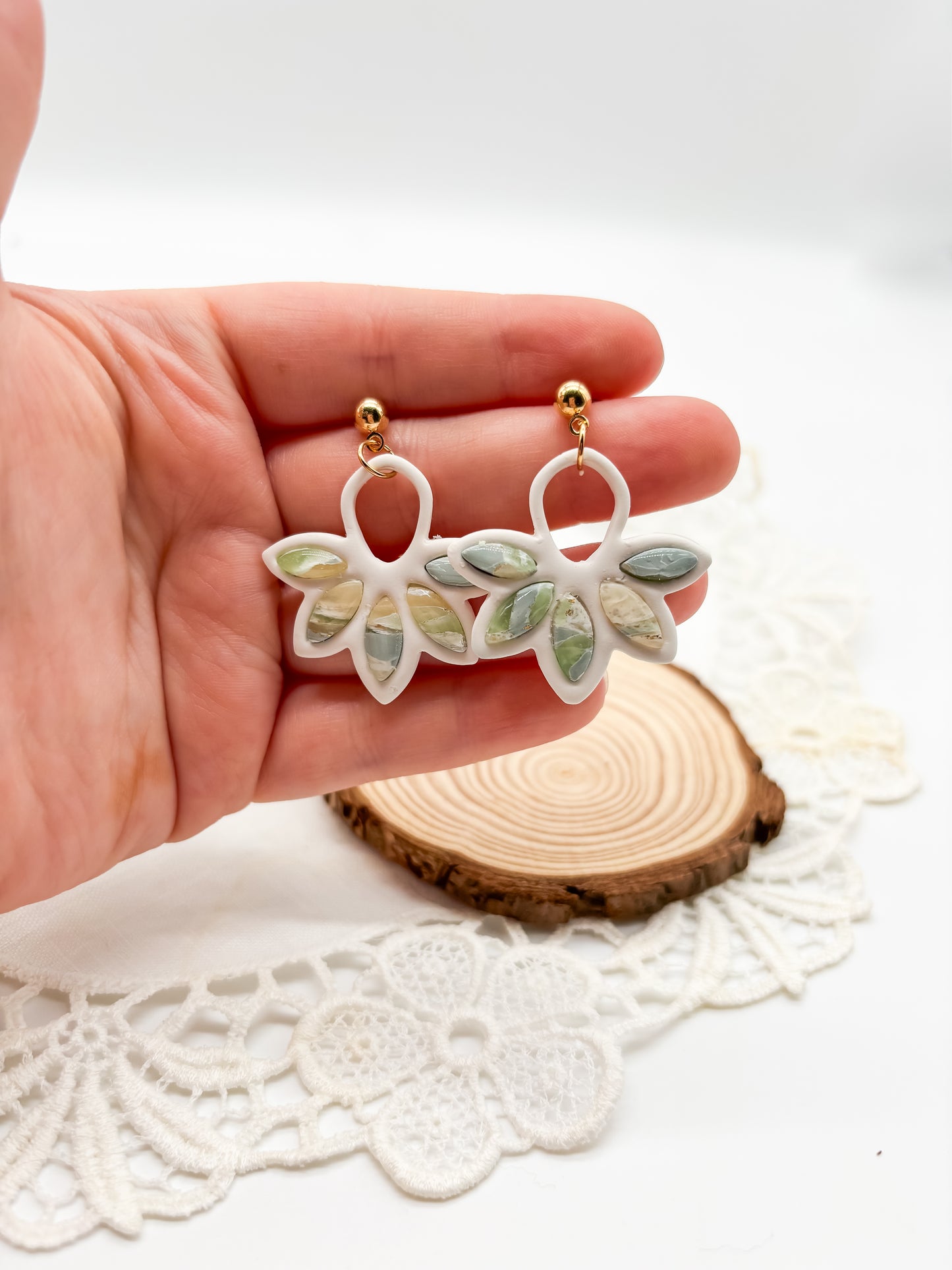Faux jade bezel dangle in 2 styles