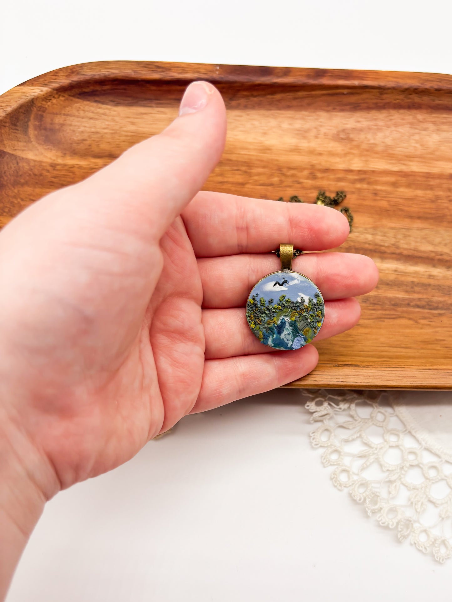 lake scene necklace