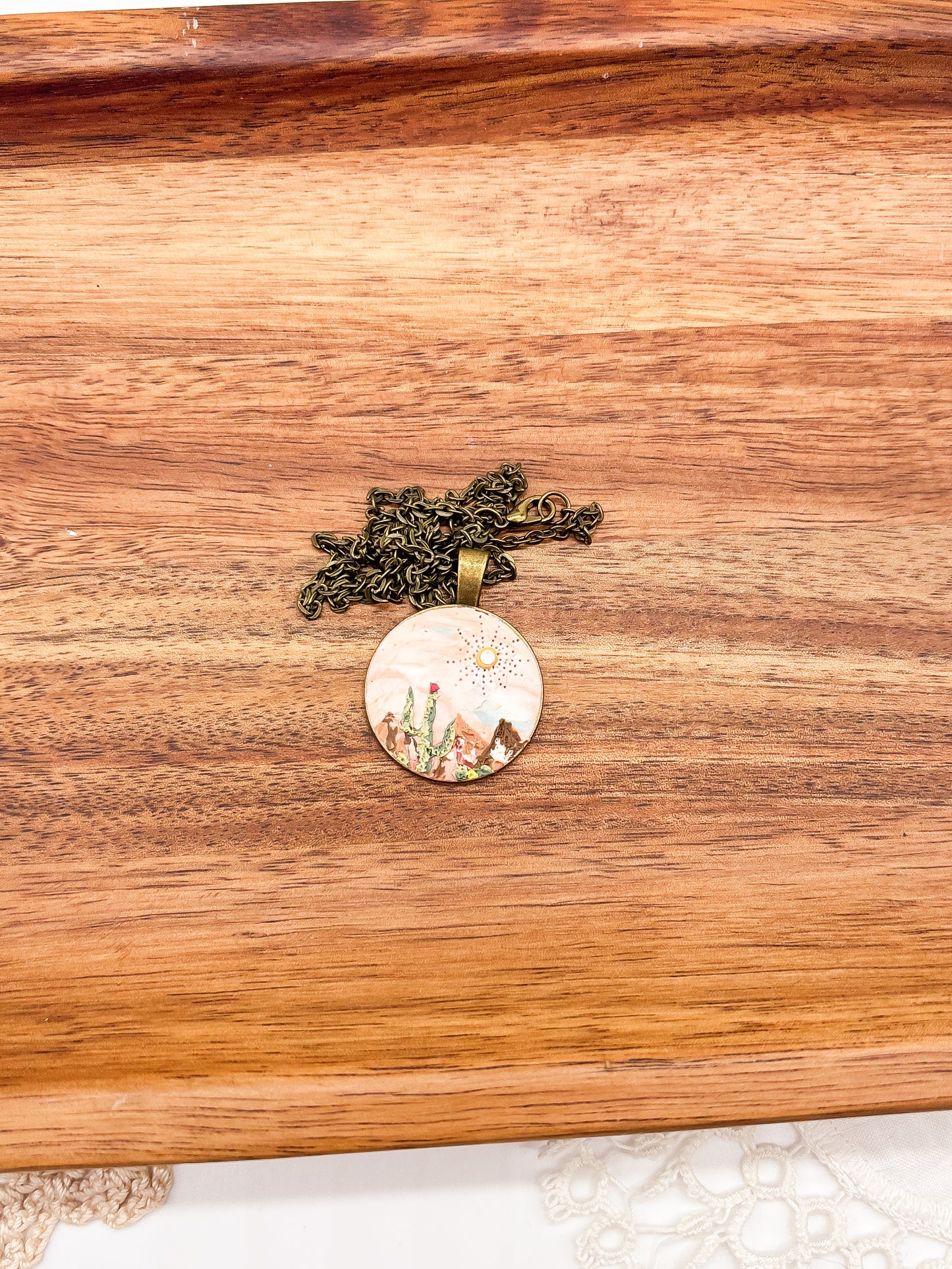 Sunset desert landscape necklace
