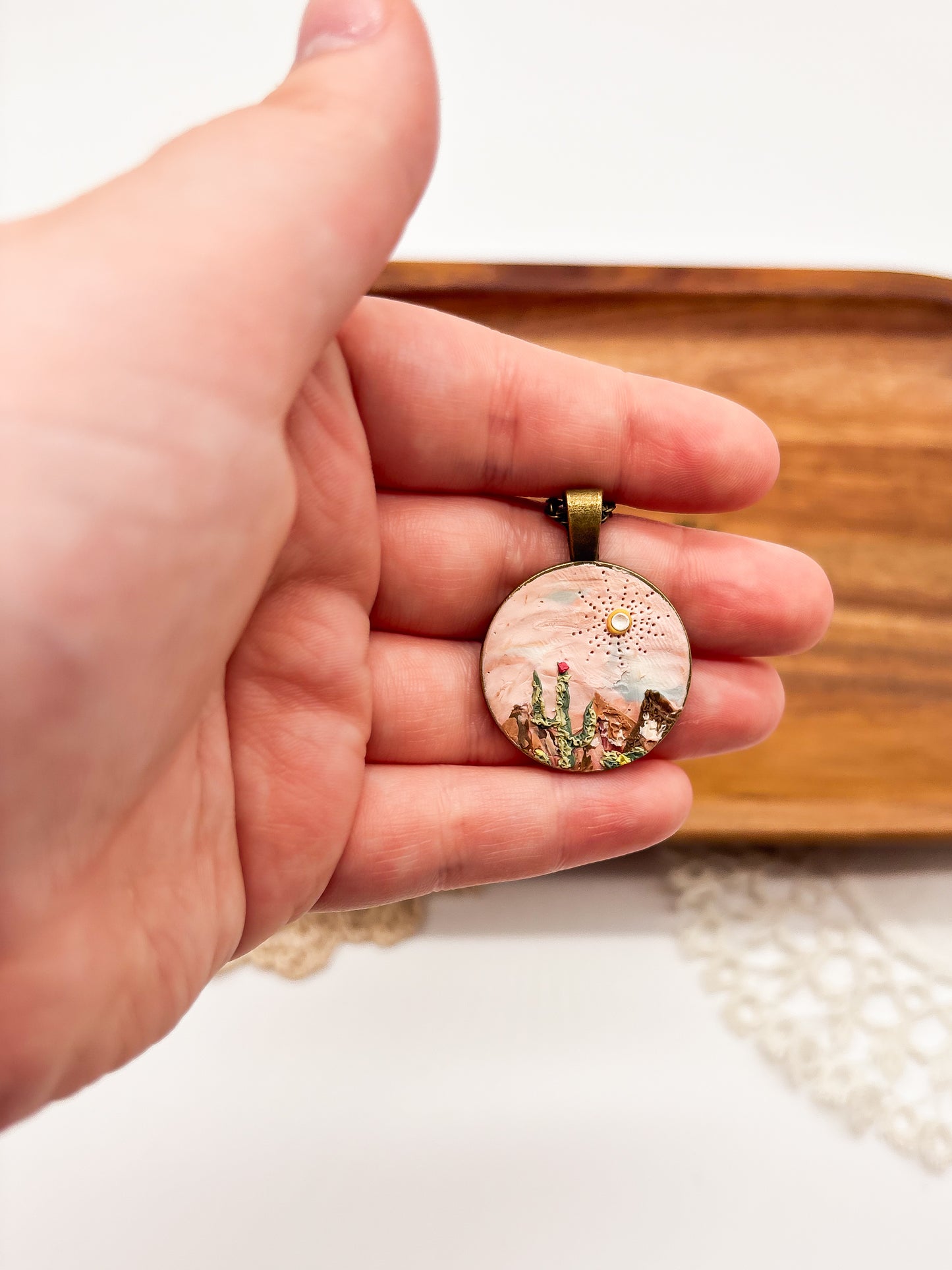 Sunset desert landscape necklace