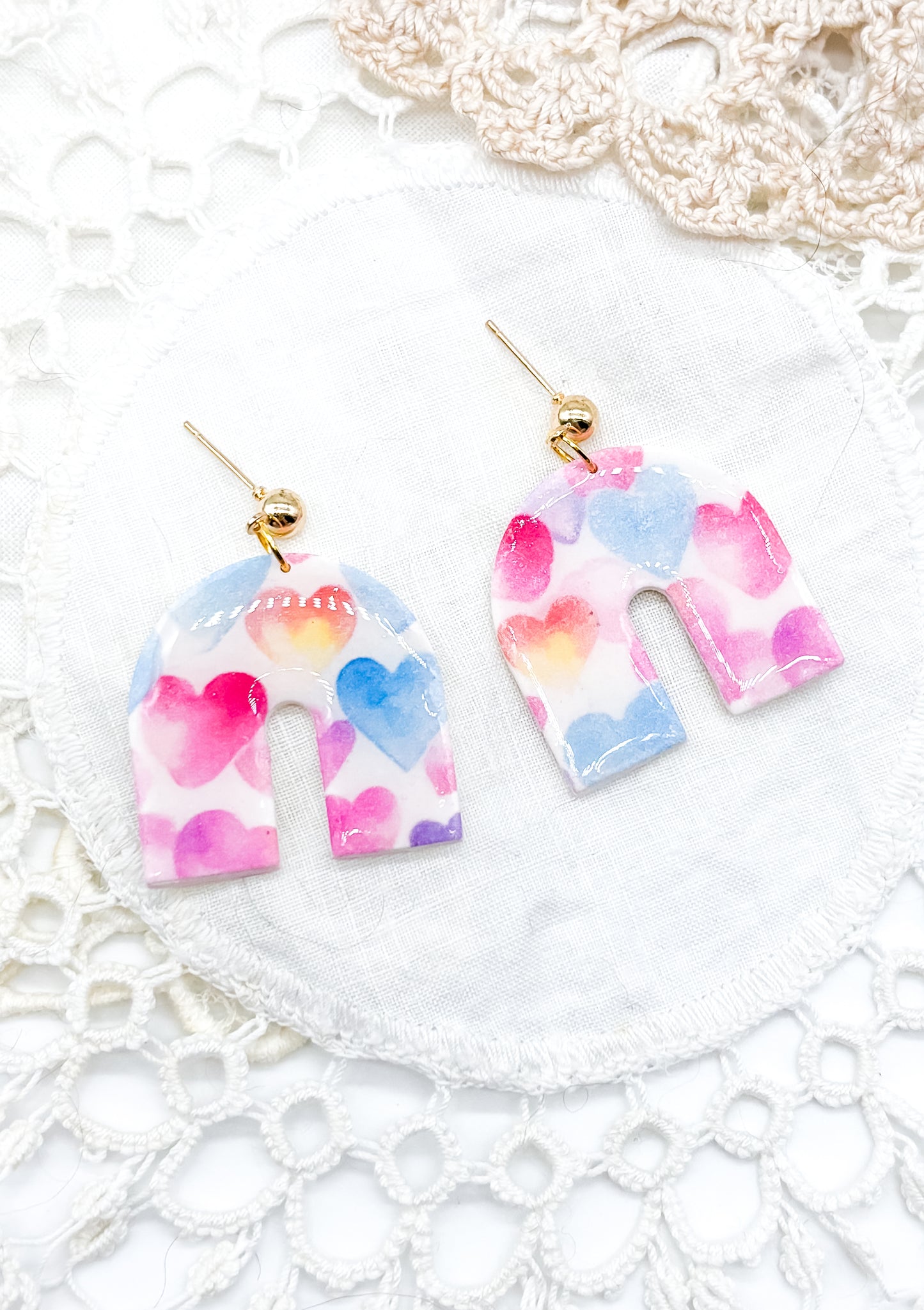 Pastel rainbow heart dangles