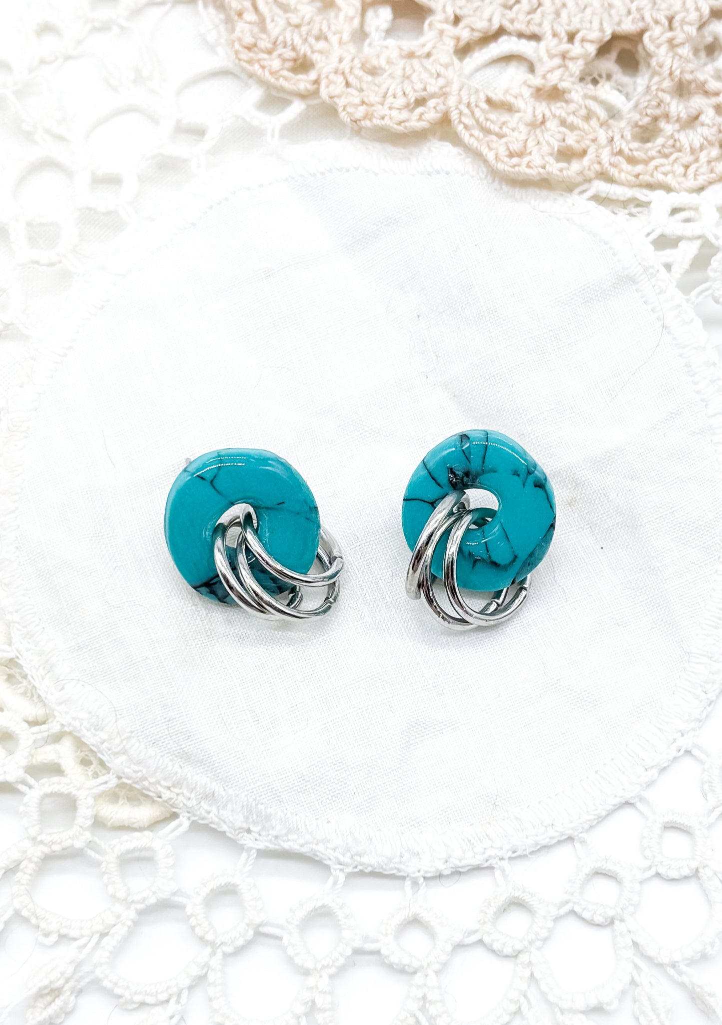 Turquoise studs with silver rings