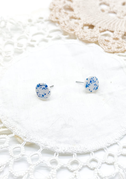 Tiny blue flower print studs in 3 options