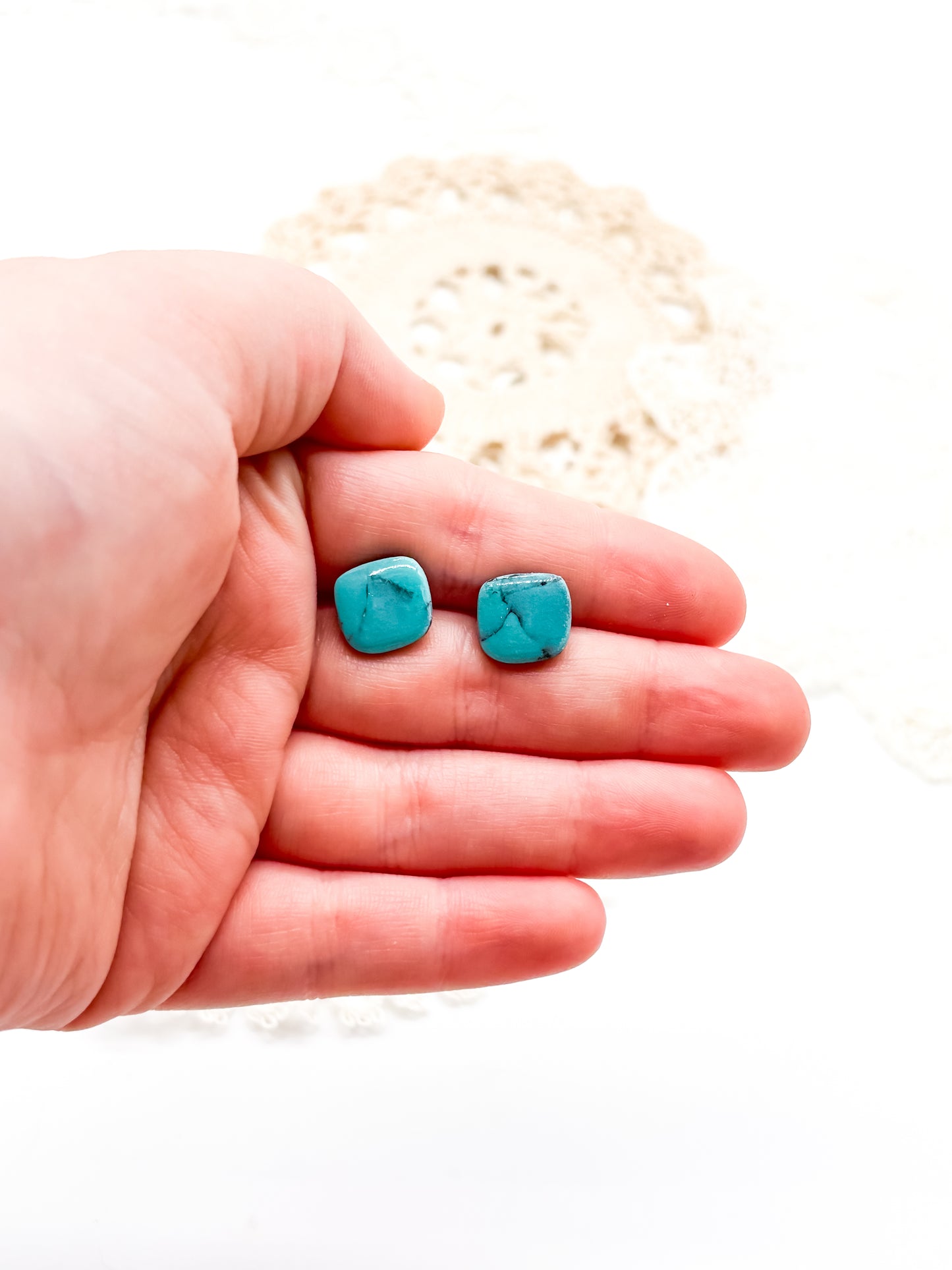 Turquoise square stud
