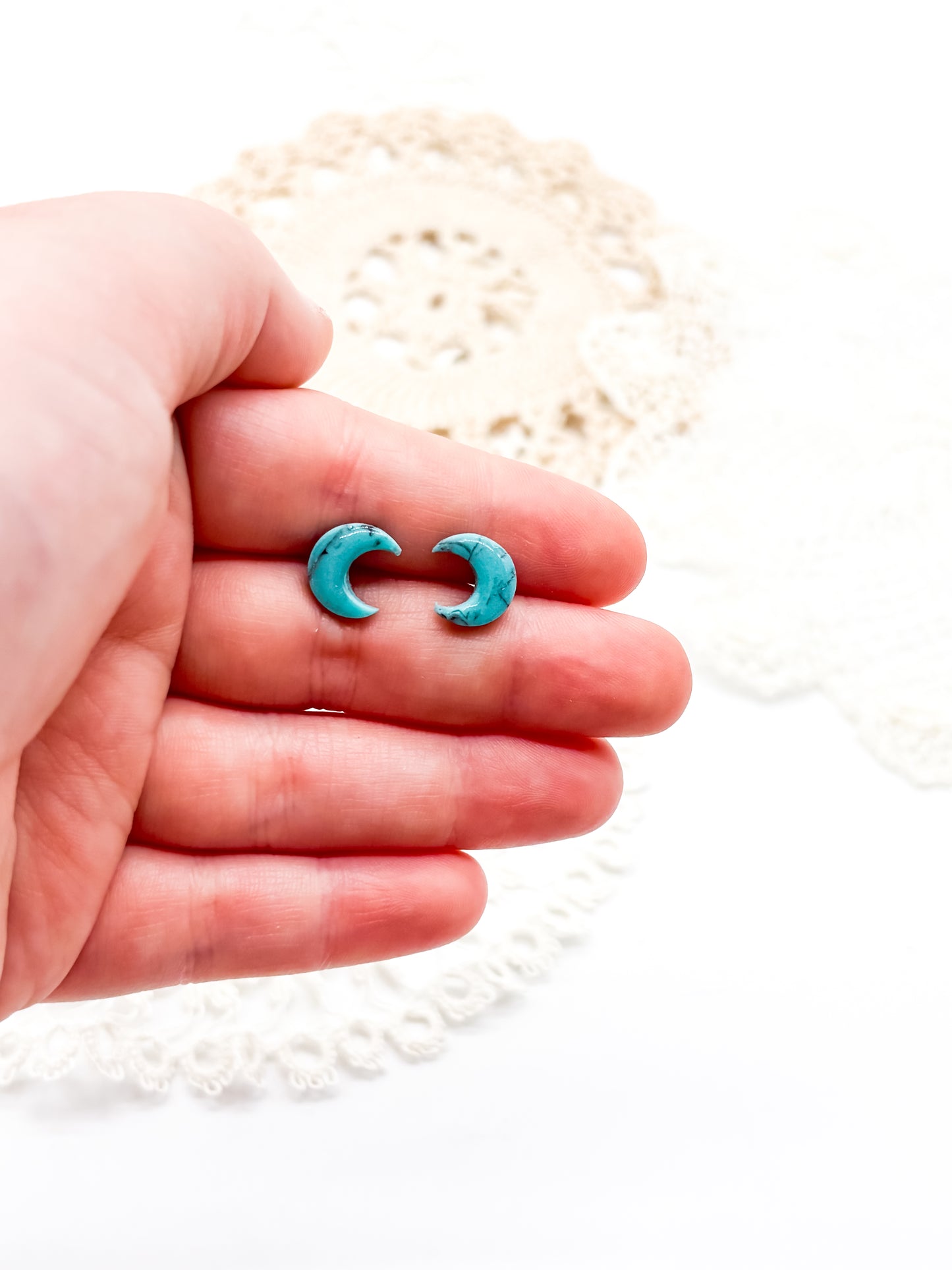 Turquoise moon stud