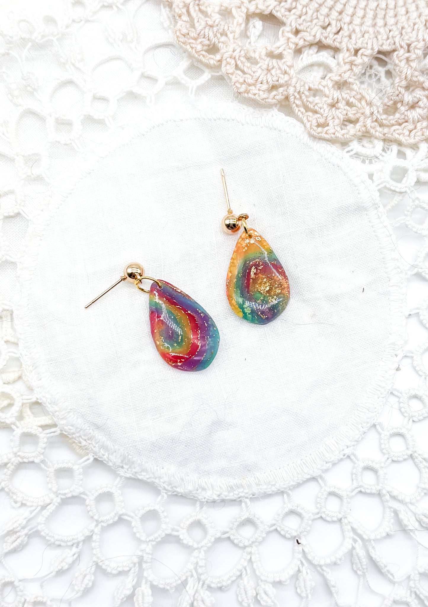 Rainbow teardrop dangles