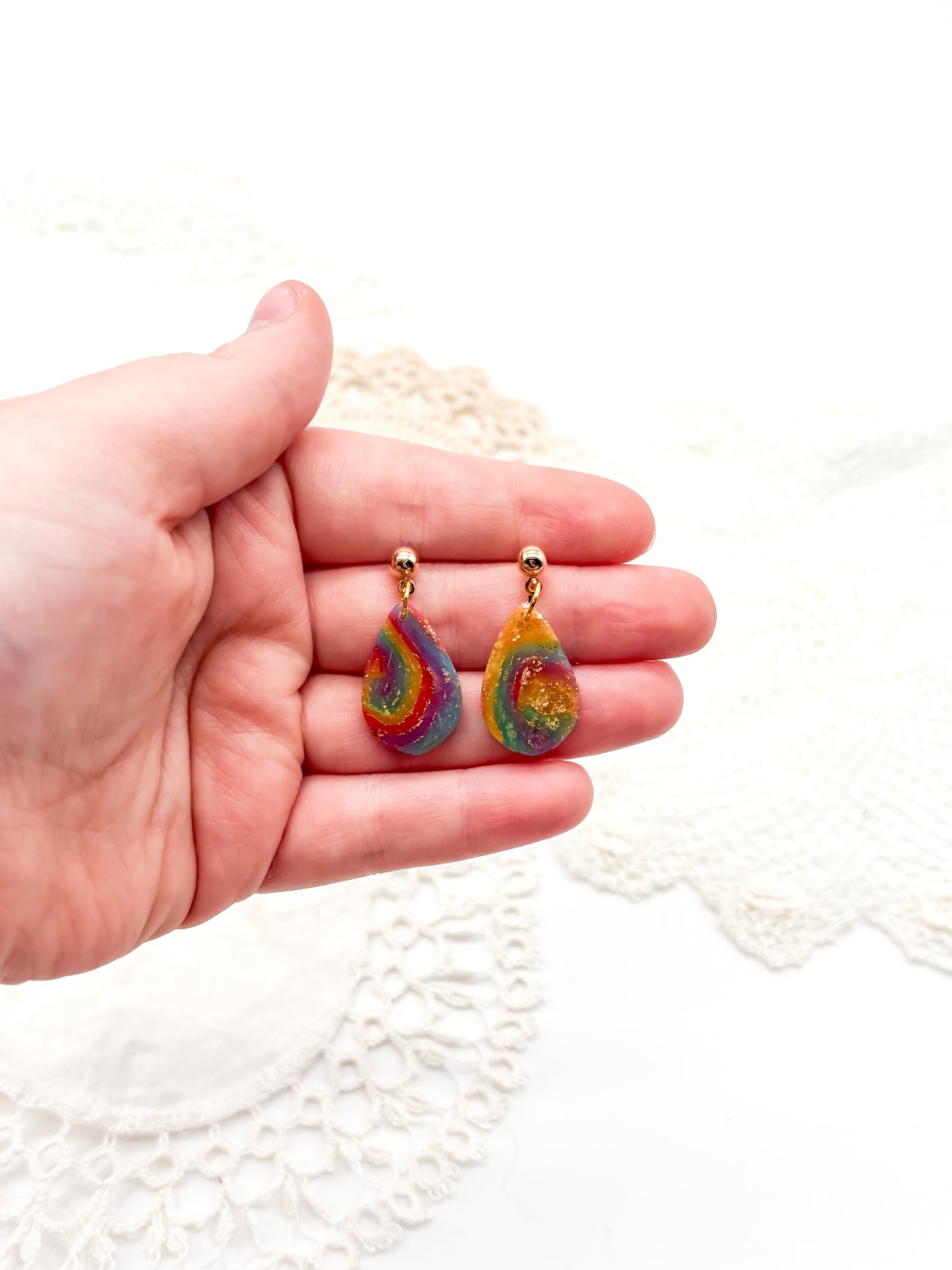 Rainbow teardrop dangles