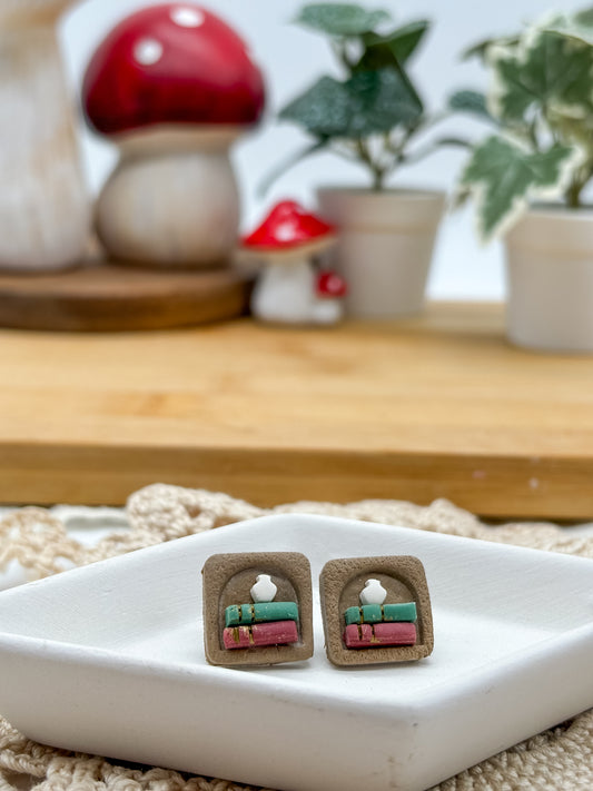 Square bookshelf earring