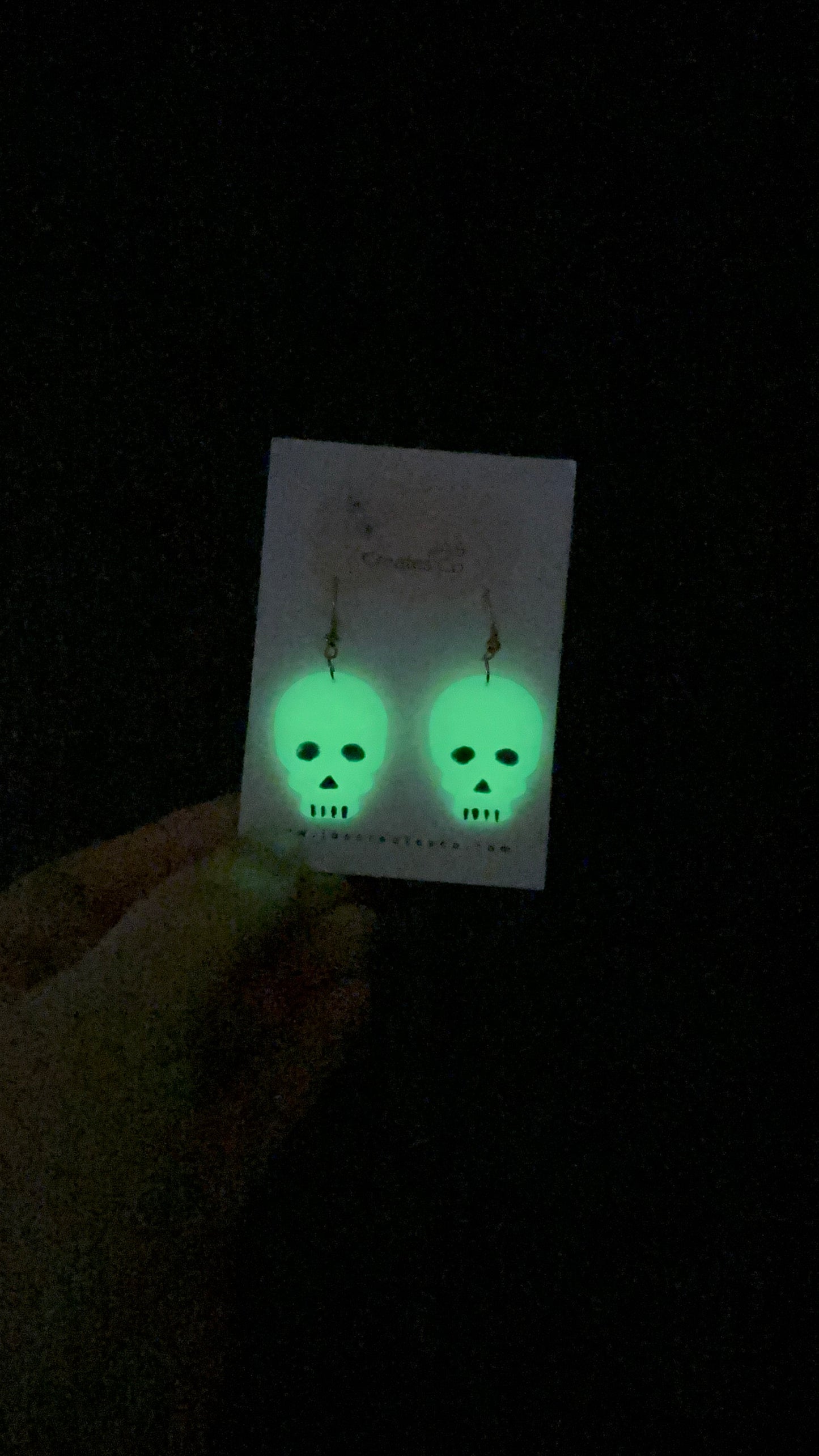Glow in the dark skull studs or dangles