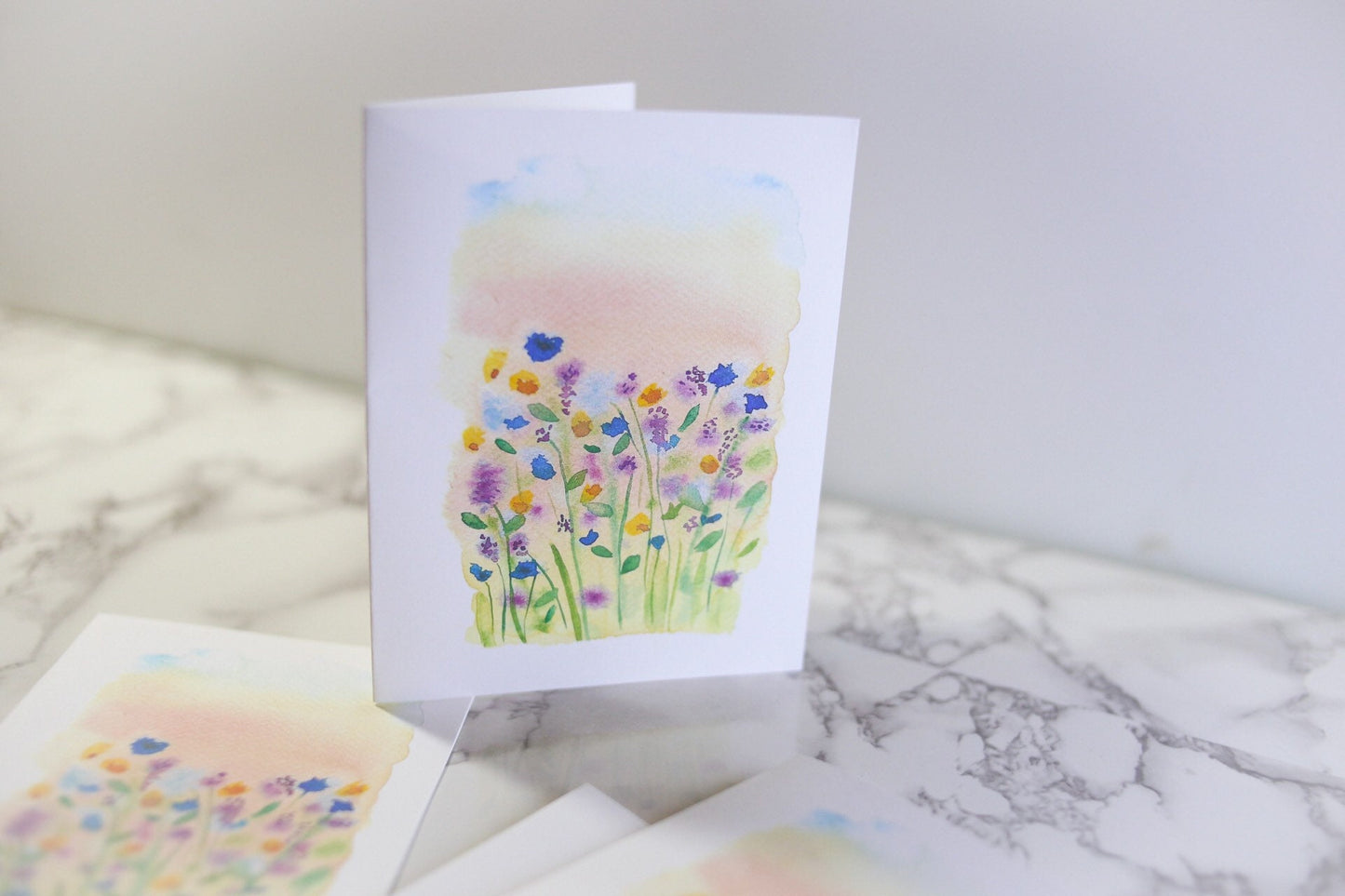 Wild flower field notecards, blank inside