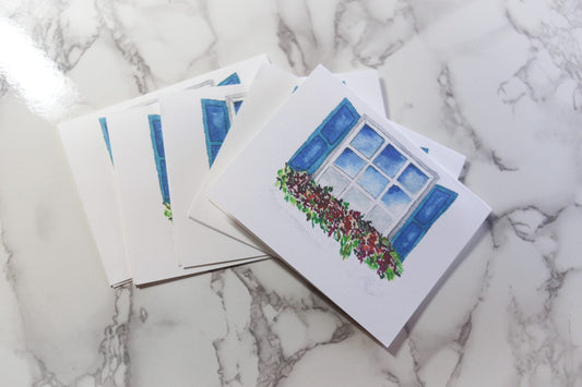 Window box flower notecards, blank inside