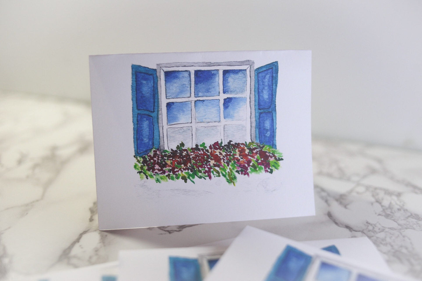 Window box flower notecards, blank inside