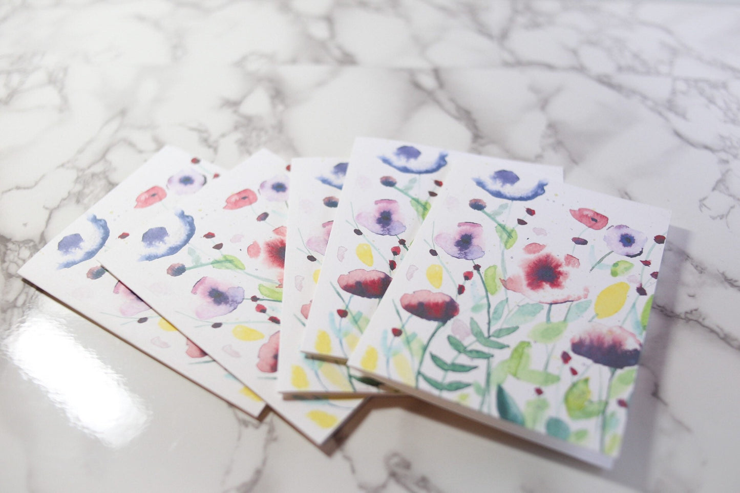 Watercolor floral note cards, blank inside