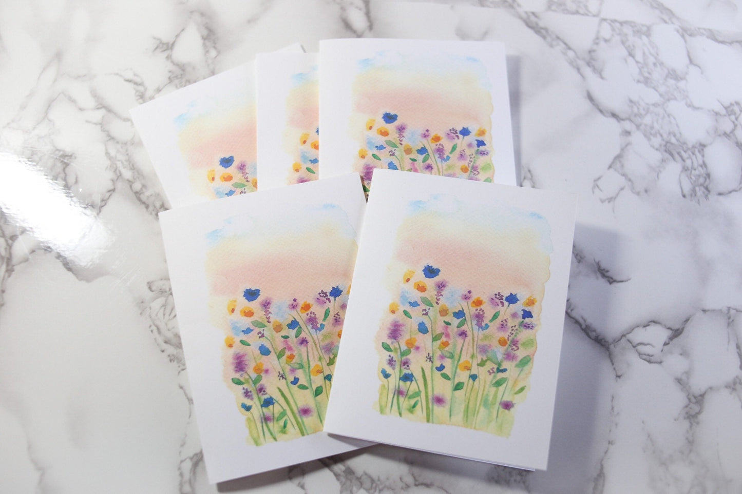 Wild flower field notecards, blank inside
