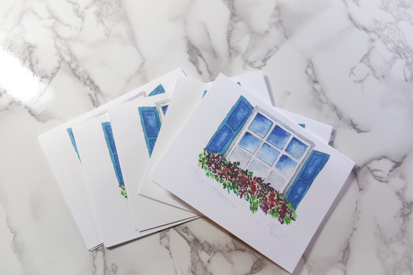 Window box flower notecards, blank inside