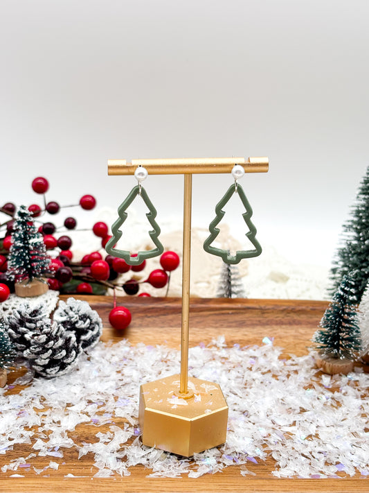 Tree outline dangles with pearl posts