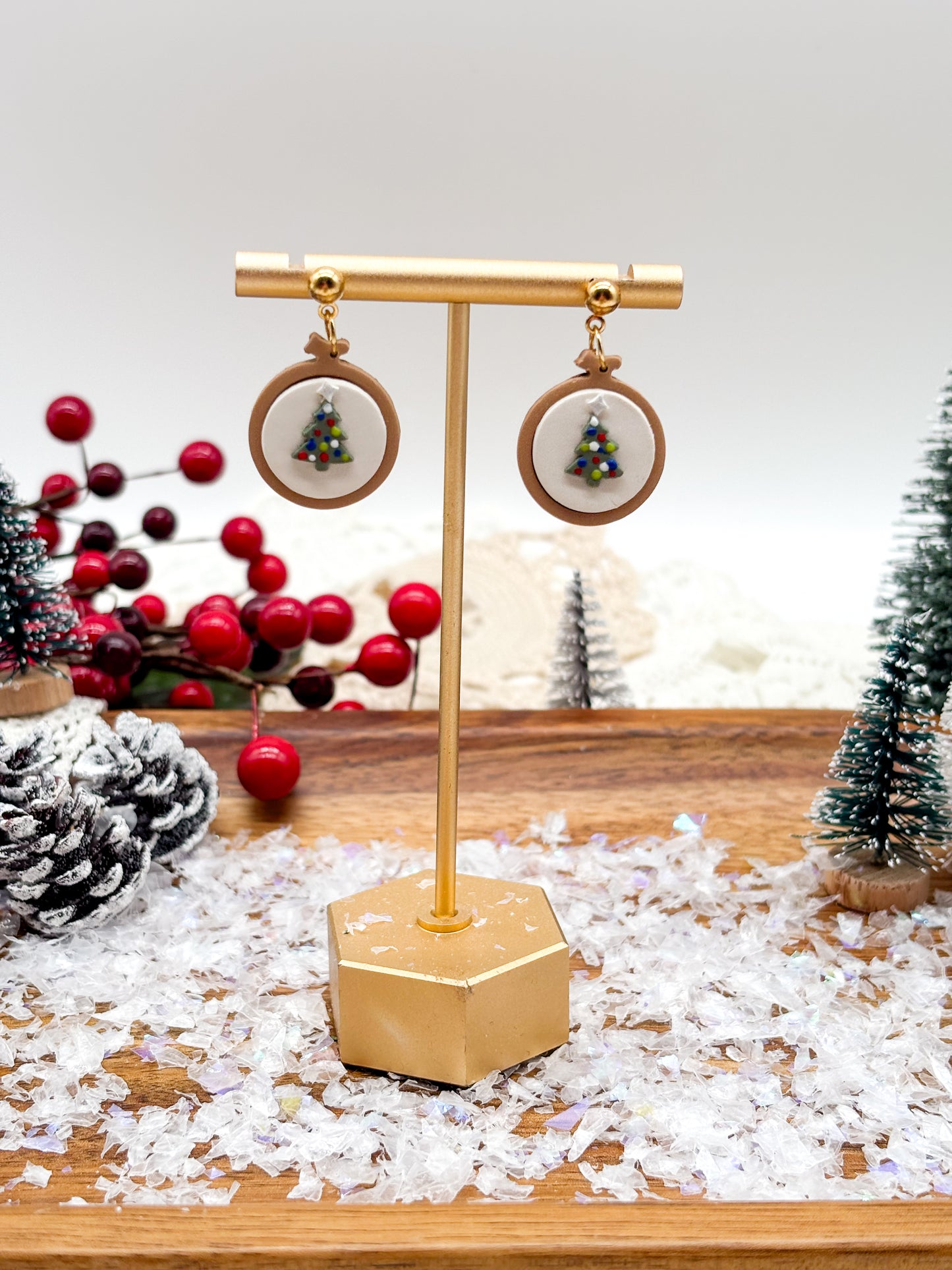 Christmas Tree embroidery hoop dangles