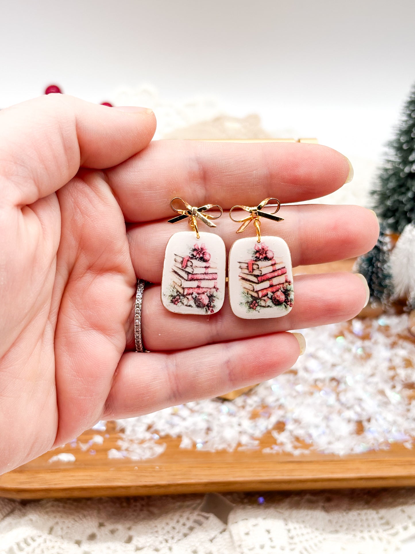 Bookstack dangles with bows