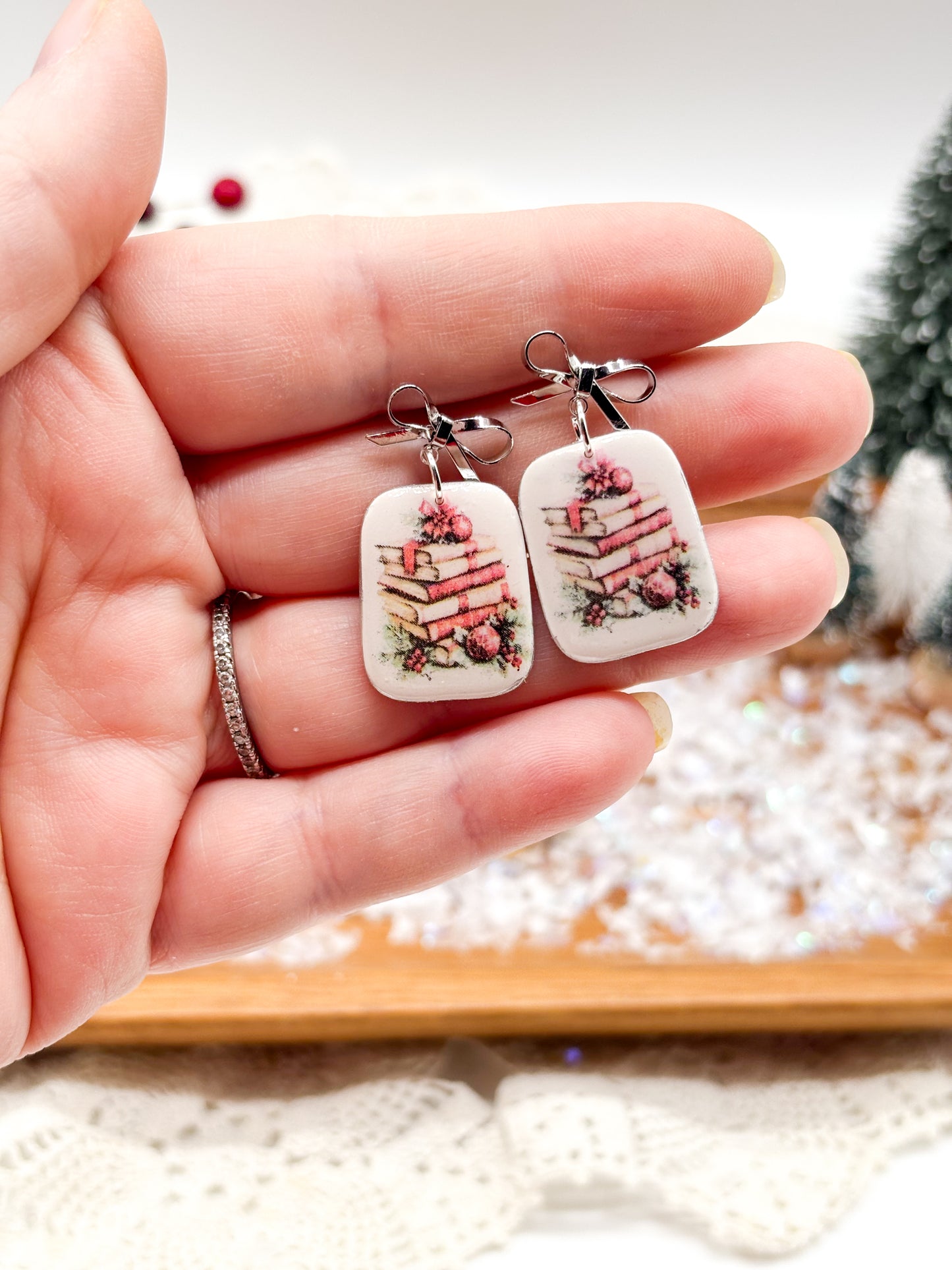 Bookstack dangles with bows