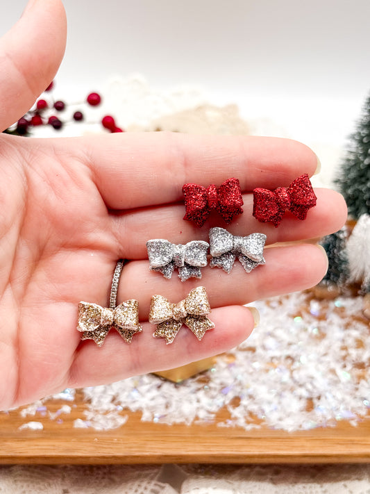 Glitter Bow Studs