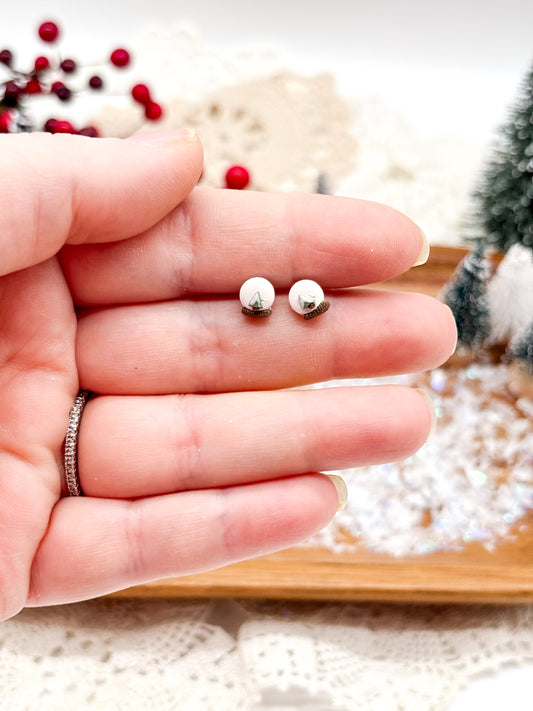 Tiny Snow Globe Studs