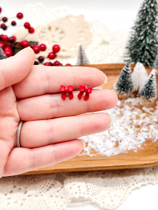 Tiny Red Bow studs