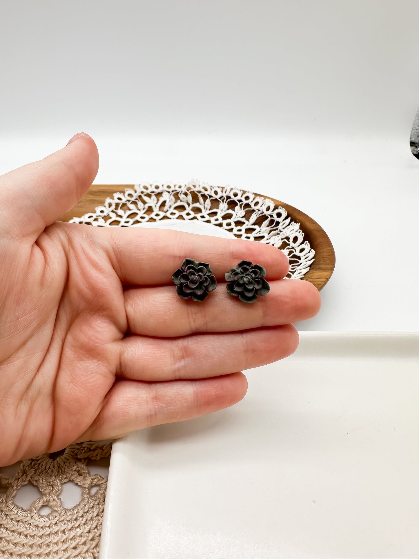Succulent stud earrings