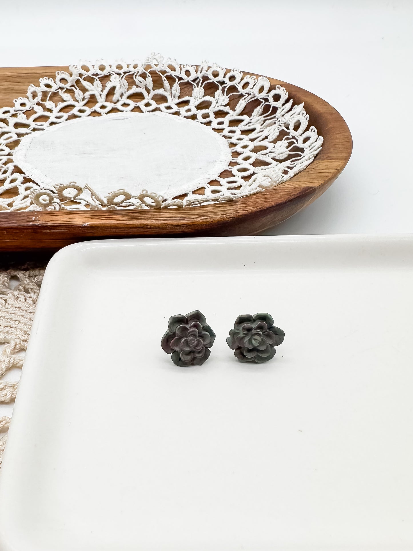 Succulent stud earrings