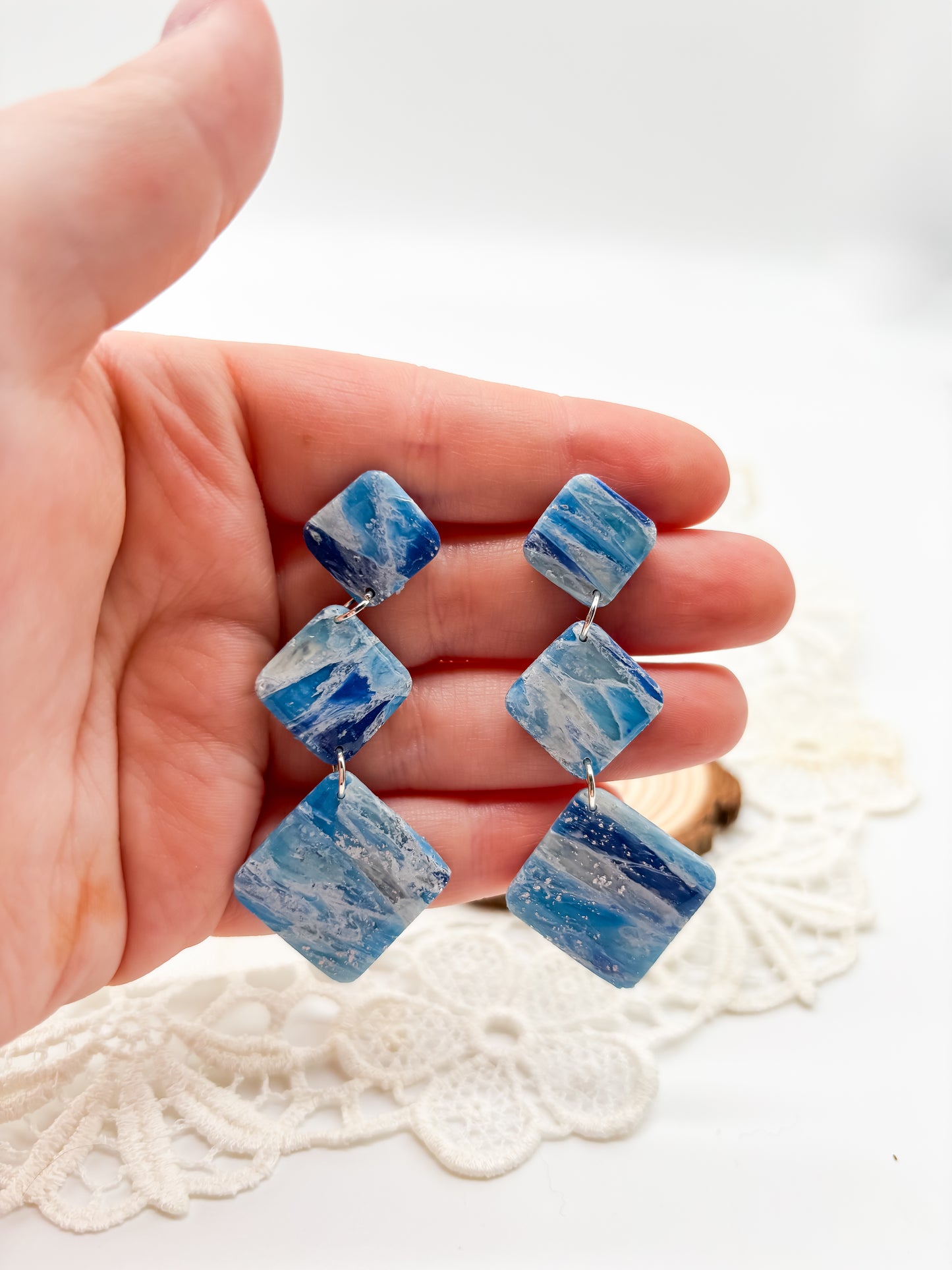 Faux stone square dangle