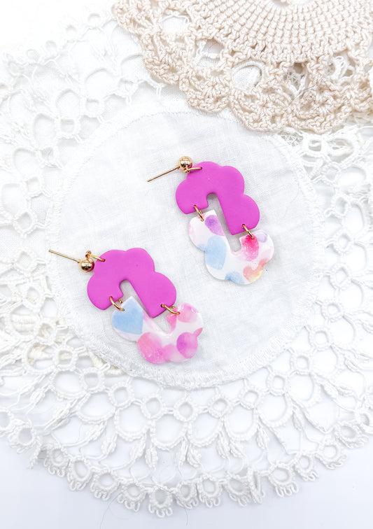 Pastel rainbow heart 2 piece dangles