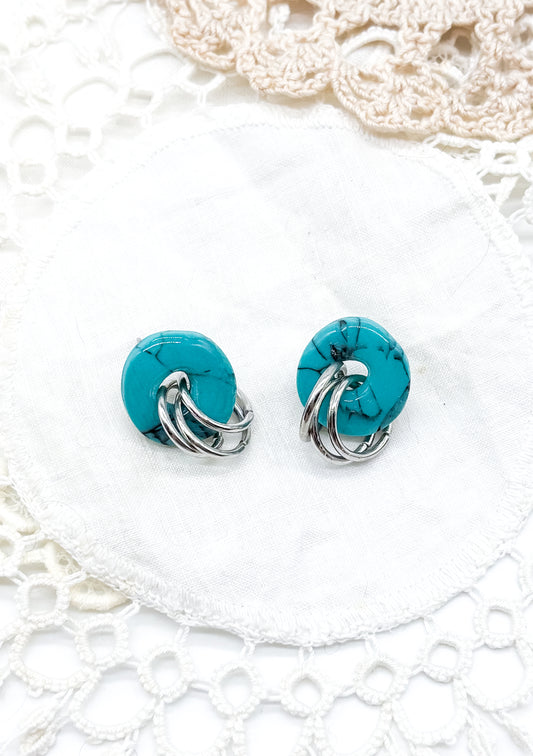 Turquoise studs with silver rings